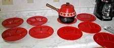 Vintage Imperial Fiesta Fondue Ensemble Avocado Stand,Forks,Trays JAPAN MCM