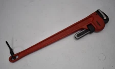 Pro Grade Heavy Duty Pipe Wrench Machined Teeth 24" L Tool 11724 Red Handle