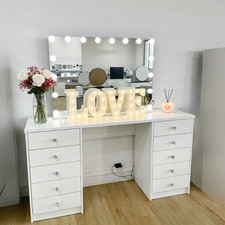 150CM Large Dressing Table LED Mirror Makeup 10 Drawers Vanity Birthday Gift
