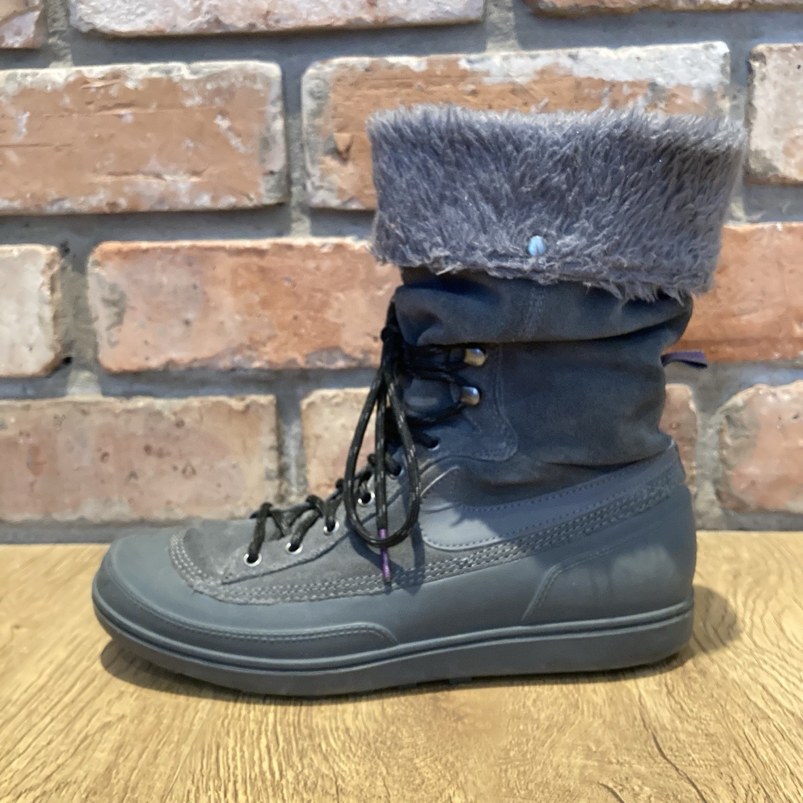 Nike Storm Warrior Fleece Lined Boots Size UK 4.5 (407482-004) Grey Suede