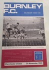 Burnley F.C. V Manchester United League Div 1 November 29th 1969 Programme VGC