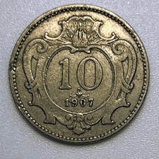 1907 Austria 10 Heller KM#2802 Nickel World Coin