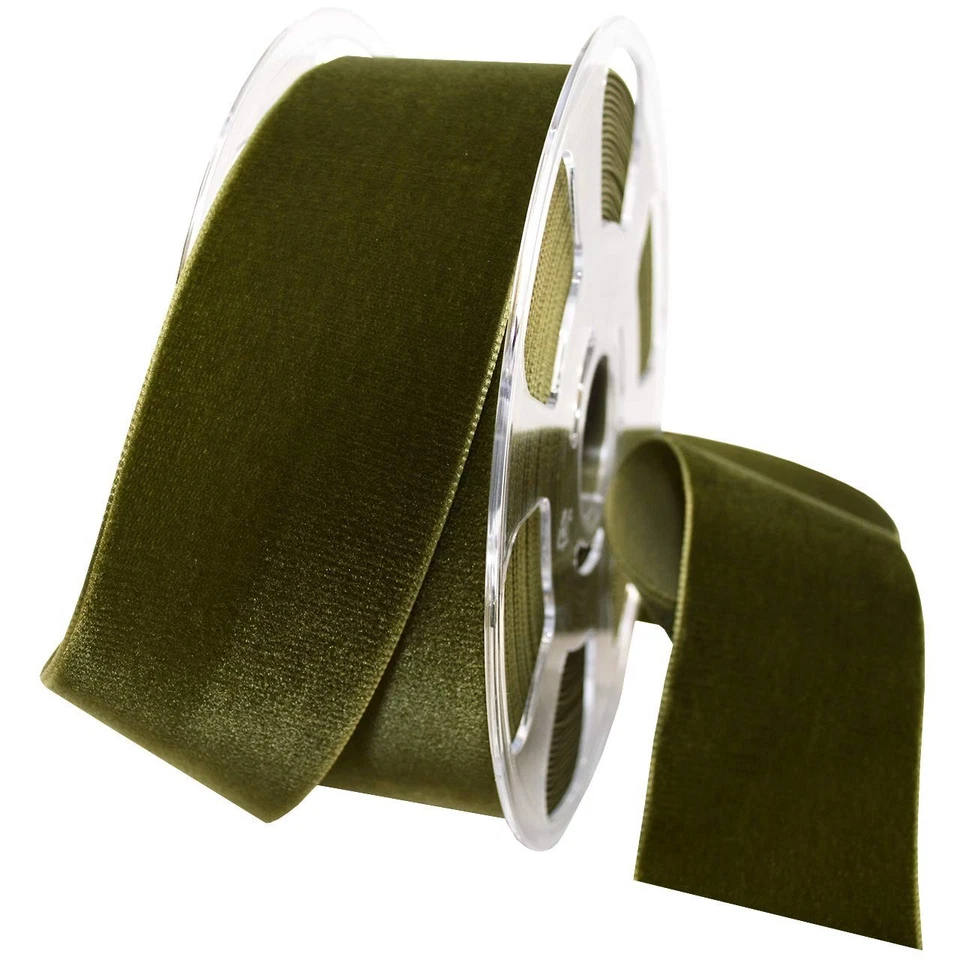 012 Nylvalour Velvet Ribbon - Deep Sage, 2" x 11 yd - Image 2 of 4
