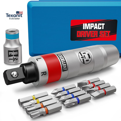 13 Piece 1/2'' Drive Manual Impact Driver, Reversible Hand Impact Screwdriver Set
