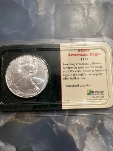 1999 LITTLETON 1OZ  SILVER AMERICAN EAGLE UNCIRCULATED $1 DOLLAR IN SHOW PACK