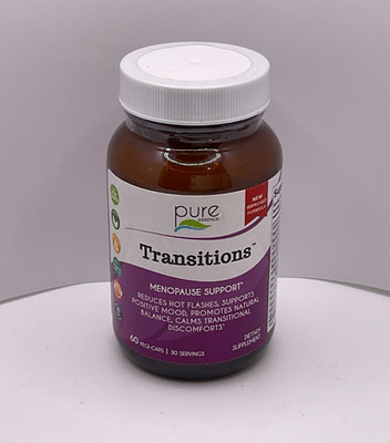Pure Essence Transitions Menopause Support ~ 60 Caps ~ Sealed ~ Exp 3/27