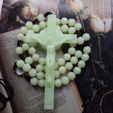 Catholic Luminous Rosary Necklace Big Beads Cross Pendant for Men Women Perfect