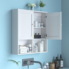 Bathroom Wall Cabinet Medicine Cabinet W/ 2 Door & Adjustable Shelves,3-Tier