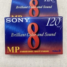 Sony 8mm Video Cassette Set of 2   120-Minute MP Tapes, Brand New  Factory Seal