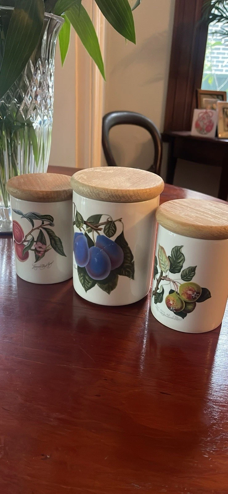 3 x Portmeirion Pomona kitchen jars