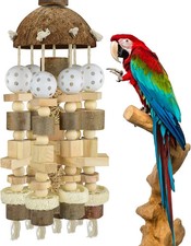 Bird Parrot Toy, Large Parrot Toy Natural Wooden Blocks Bird Chewing Toy Parrot