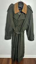 Towne London Fog Trench Coat Men's 44 Long Zip-out Lining Vintage Olive Green