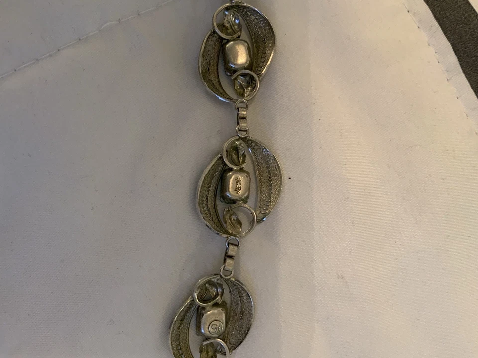 Brazalete de cadena Van Dell de plata de ley 925 con topacio azul de 7,5 pulgadas JZ73 Foto 3 de 4