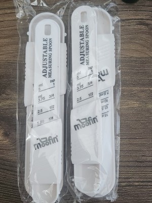 Lot of 2. Adjustable Measuring Spoon Set - Teaspoon & Tablespoon, Kitchen Baking