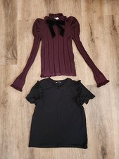 2 ZARA Girls Size Small Sweater Shirt Bow Purple Mint Youth Authentic