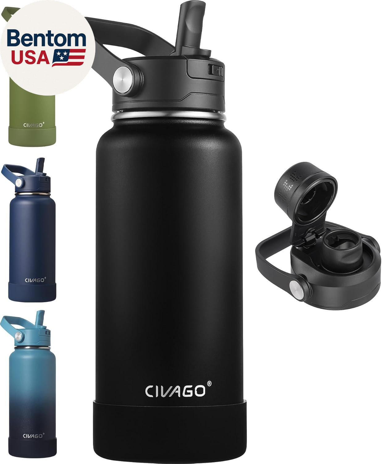 With Detachable Straw, Large Metal