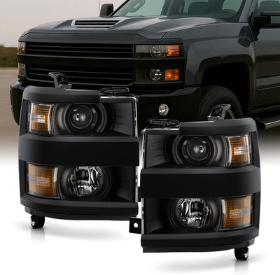 2015-19 Silverado 2500HD 3500HD Projector Headlights Pair Compatible Replacement