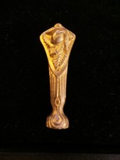 Antique French Brass Personal Stamper w Raised Floral design marked Frecourt VG