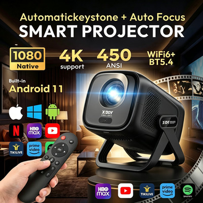 XGODY Gimbal A5 Projektor, unterstützt 4K 450ANSI Native 1080P Android 11 Beamer