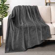 Soft Fleece Dark Grey Throw Blanket Couch Plush Cozy Flannel 50x60 Inch