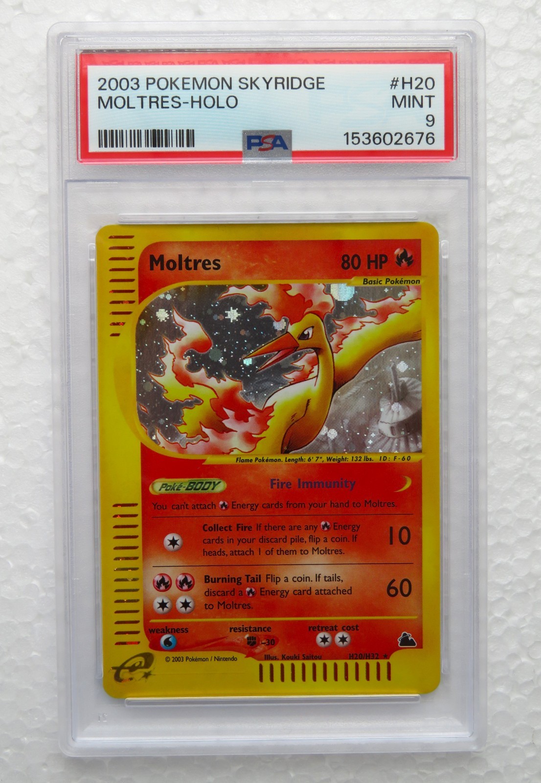 Pokemon Moltres Holo Card H20/H32 Skyridge PSA 9 - New Cert, Super Strong 9!