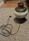 Antique Gone W/The Wind Converted To Electric Lamp, Hand Painted Milk Glass Body — photo 3