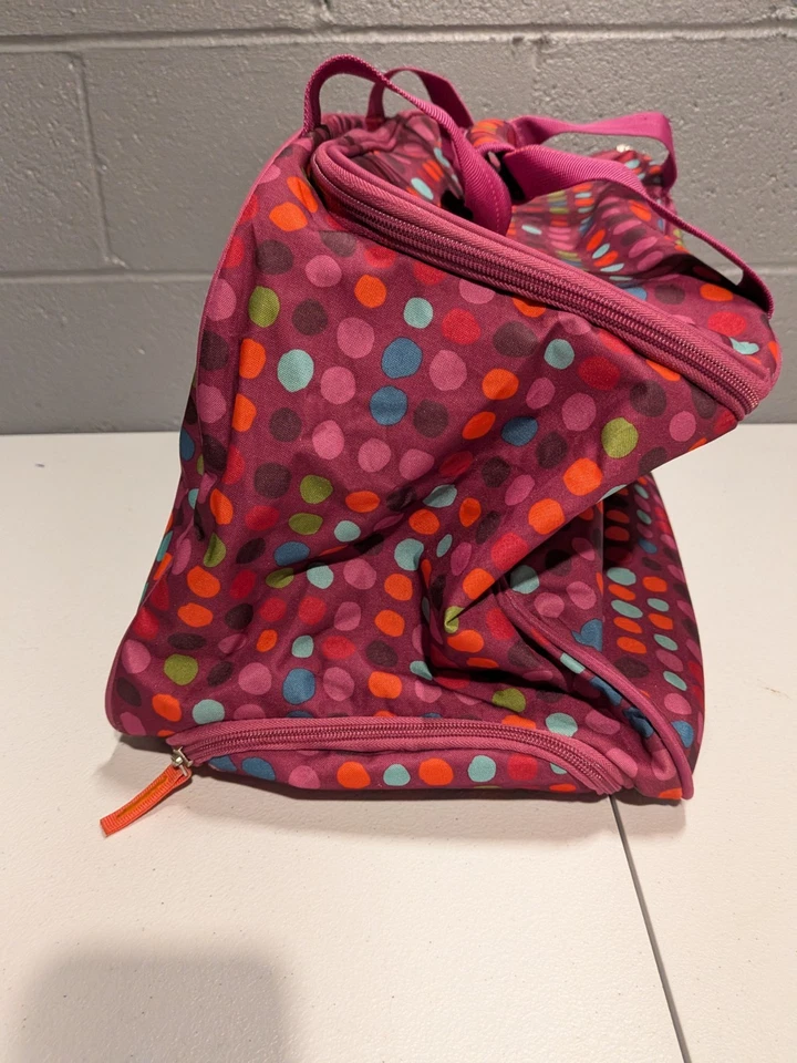 Bolsa de viagem rolante Embark mala rodas alça extensível rosa roxo ponto estrela - Imagem 2 de 4