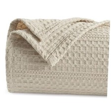 Lightweight Waffle Weave Blanket Queen Size Queen Size 90"x90" Natural/Linen