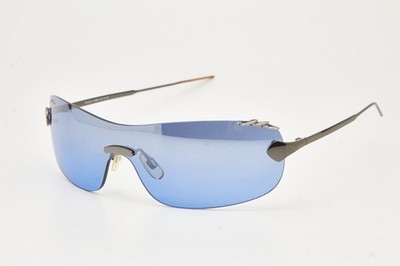 SERIOSFUN by ALPINA Blue Wraparound Rave Y2K Mask Shield Narrow Sunglasses 2000s