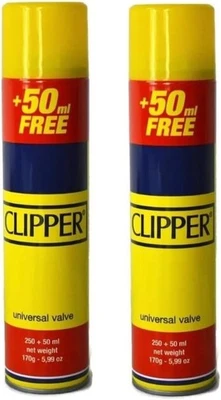 2pc Clipper Butane Gas Universal Fluid Fuel Lighter Refill 300ML UK Seller - Image 1 of 4