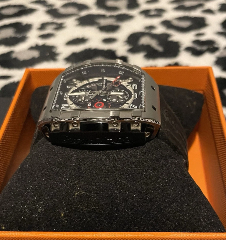 Giorgio Milano Silicone Band Black Dial Chronograph Men's Watch - 233STBK313 — 第 3/4 张图片