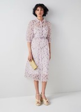 L.K. Bennett London Stunning Dr Frink Royal Ascot Silk Midi Shirt Dress Size 12