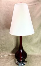 1960s Vintage Ruby Red Art Glass Table Lamp C...
