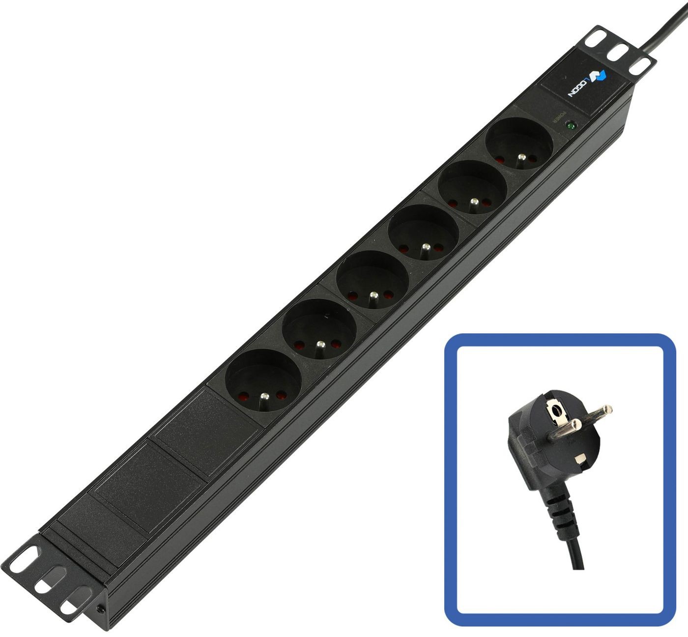 Lanview Black Power Strip 19 - 6 Ways - 1U - With Led Power Power Distributi - Image 2