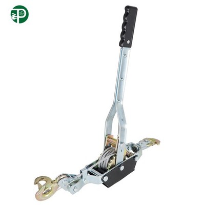 Precision 4Ton Dual Gear Power Puller 3 Hooks 1/4'' Steel Cable 21'' Handle