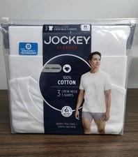 Jockey Men  s Classic 100  Cotton Crew Neck T-shirts 3-Pack - White, Size M