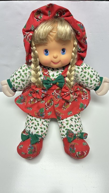 🎄 Vintage Holiday Soft Doll – City Toys -Santa Print, Holly Pants, Xmas  Decor