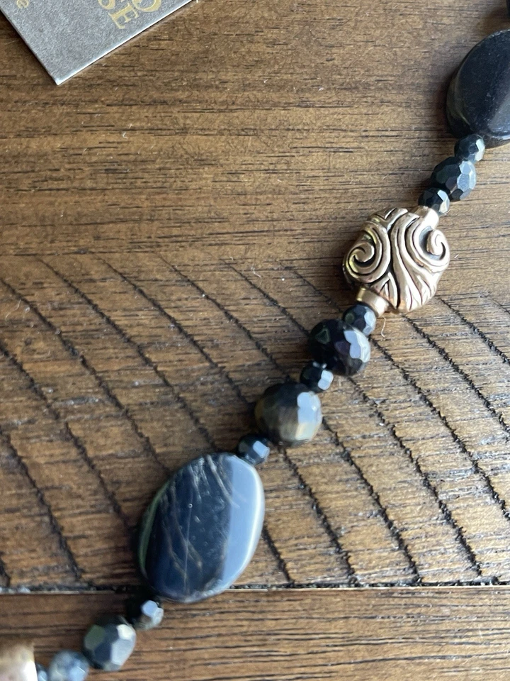 Barse Genuine Blue Tiger’s Eye Bronze Pendant Necklace 18” - Image 3 of 4