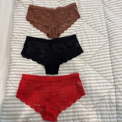 Sexy Lacey Cheeky Panties Red Black Brown Size M
