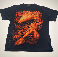 Vintage AOP Phoenix Shirt Size XL SpiralDirect Black Y2k Art