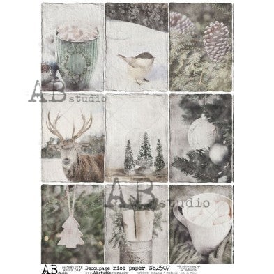 Farmhouse Christmas Minis | A4 Rice Paper | Paper for Decoupage | AB Studios