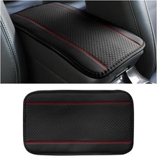 Car Armrest Seat Box Cover, Comfortable Leather Automotive Center Black/Red