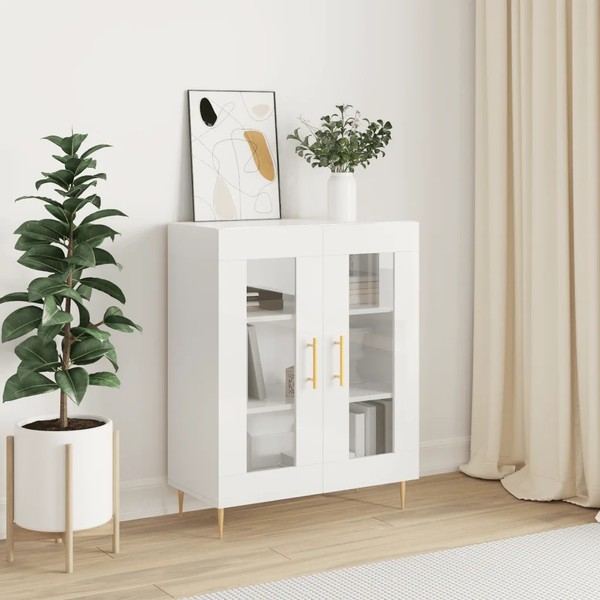 Sideboard Hochglanzweiß 69,5X34X90 Cm Holzwerkstoff Elegant-image