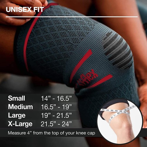 UFlex Sports Athletics Knee Compression Sleeve Support Brace Pain Relief Fitness - Picture 9 of 12