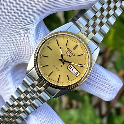 Rare Seiko 5 Automatic Sunburst SNXJ92 Fluted Bezel Japan Rare Seiko 5 Automatic Sunburst SNXJ92 Fluted Bezel Japan
