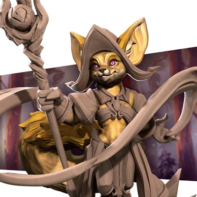 Fox Mage - Bitetthebullet - Resin Fantasy Female Kitsune Wizard D&D RPG