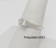 1/2CT Natural Princess Diamond Solitaire Engagement Wedding Ring 14K White Gold