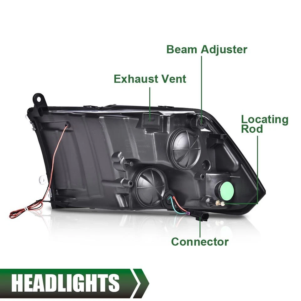 Faros proyectores LED DRL cromados aptos para Dodge Ram 1500 2500 3500 2009-2018 Foto 3 de 4