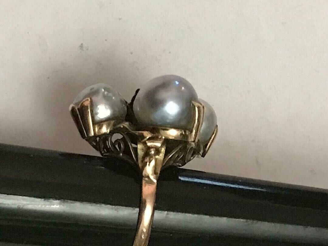 14k Gray  Baroque Pearl  Cocktail Ring - image 5