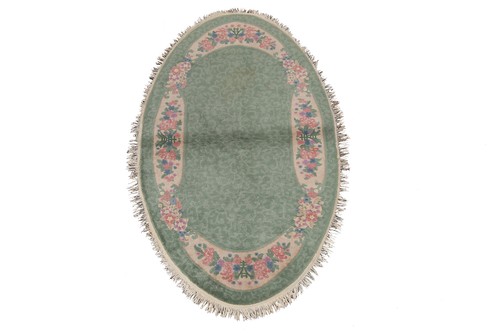 Vegetable Dye Art Deco Nichols Green Rug 4x7 Chinese Handmade Semi-Antique Rug